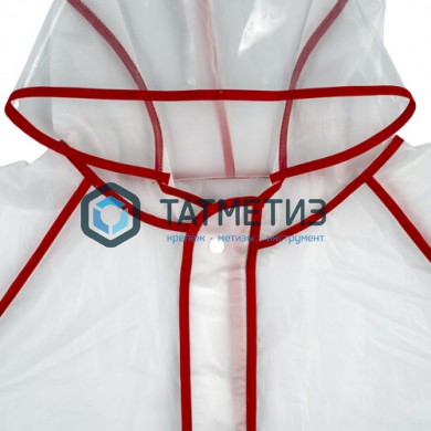 Плащ-дождевик прочный на кнопках, EVA, БЕЛЫЙ с красным кантом, 130 мк, с карманами, Nadzor/20 -  магазин крепежа «ТАТМЕТИЗ»