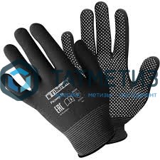 Перчатки полиэстер, ПВХ, в и/у, 10(ХL), черные, микроточка Fiberon/120/12 -  магазин крепежа «ТАТМЕТИЗ»