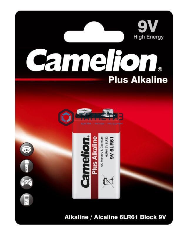 Батарейка алкалиновая тип Крона  6LR61 6LR61-BP1 (блист.1шт) Camelion 1655 -  магазин крепежа «ТАТМЕТИЗ»