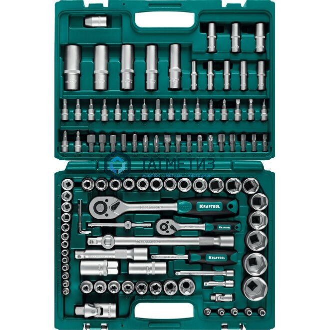 Набор инструментов, 1/2", 1/4", 3/8", пластиковый кейс, 108 предм, KRAFTOOL X-Drive 108 -  магазин крепежа «ТАТМЕТИЗ»